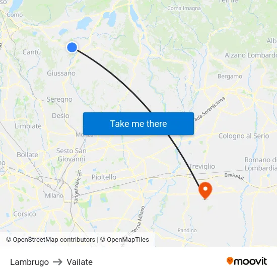 Lambrugo to Vailate map