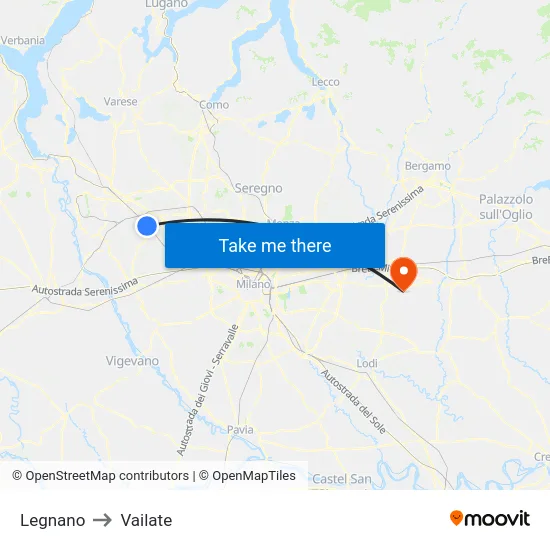 Legnano to Vailate map