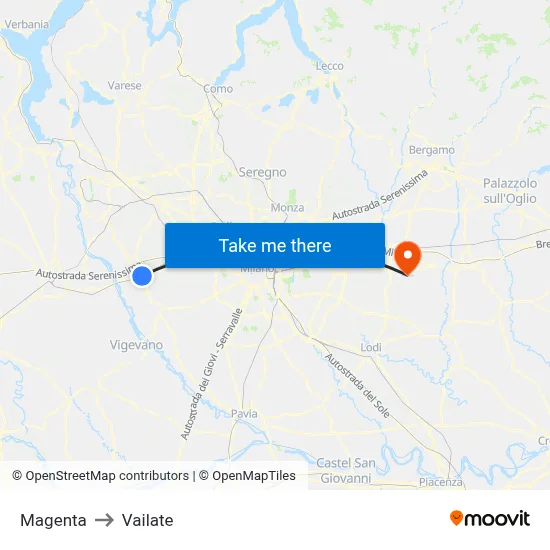 Magenta to Vailate map