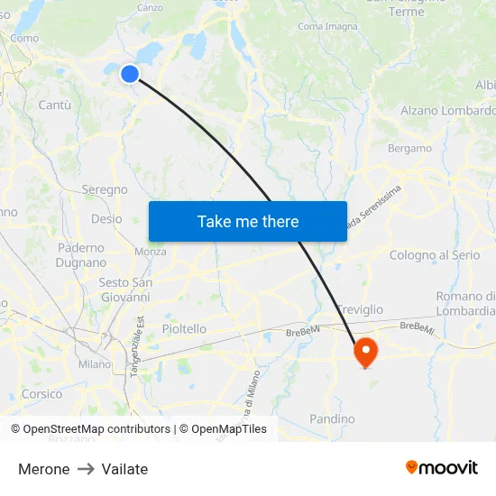 Merone to Vailate map