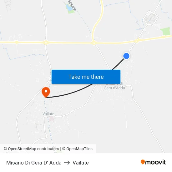 Misano di Gera d'Adda to Vailate map