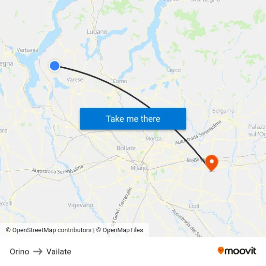 Orino to Vailate map