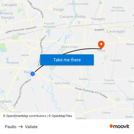 Paullo to Vailate map