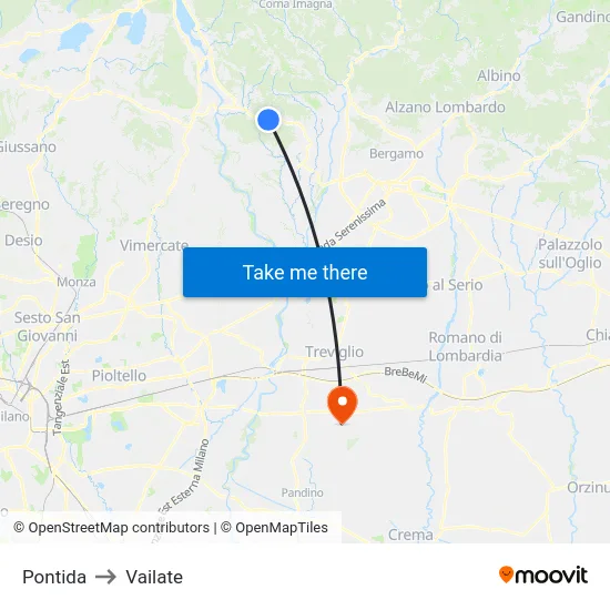 Pontida to Vailate map