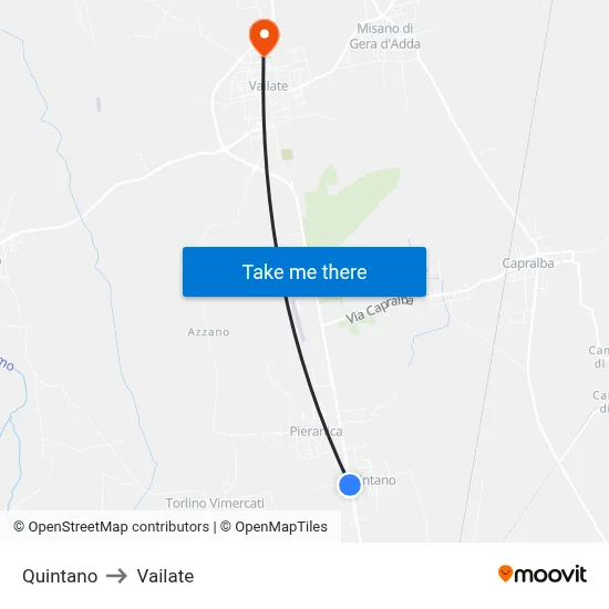 Quintano to Vailate map