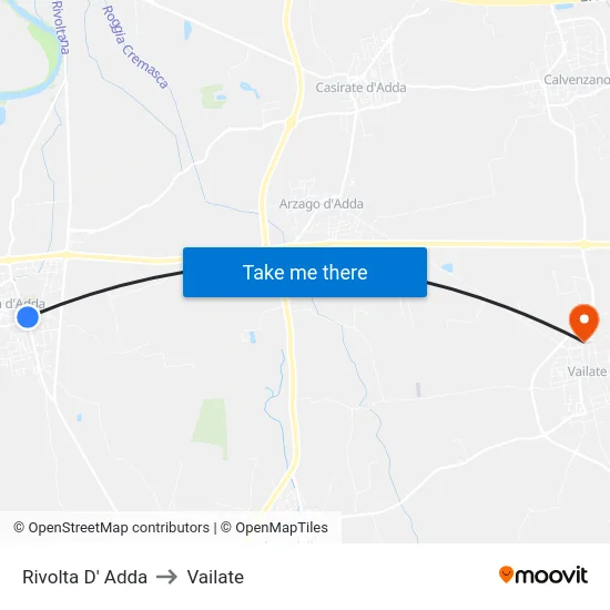 Rivolta D' Adda to Vailate map