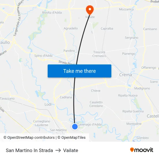 San Martino In Strada to Vailate map