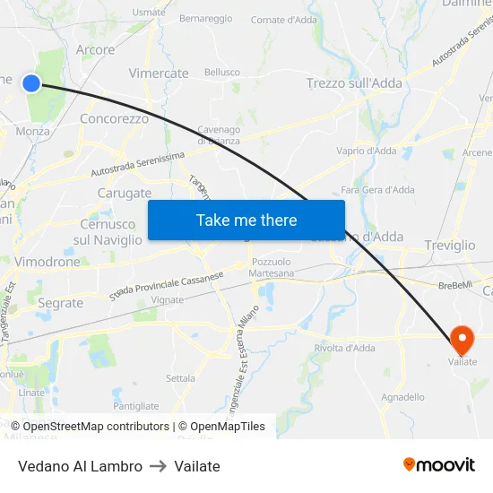 Vedano Al Lambro to Vailate map