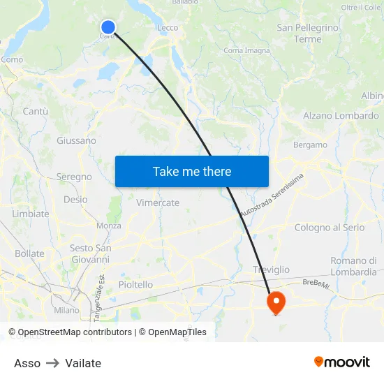 Asso to Vailate map