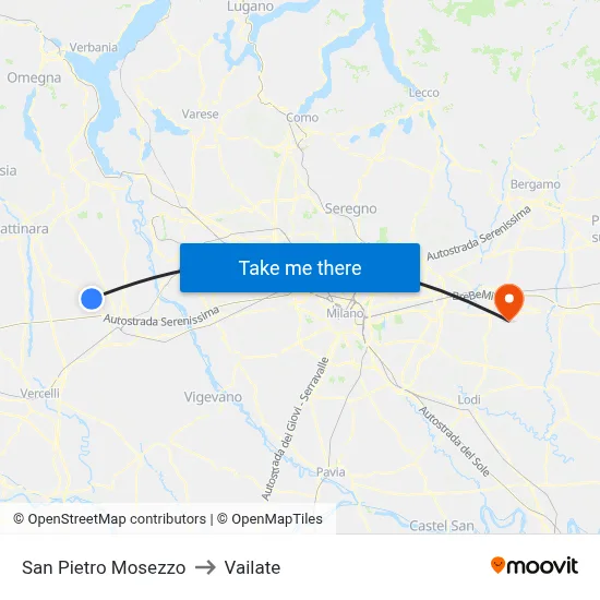San Pietro Mosezzo to Vailate map