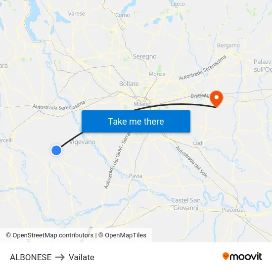Albonese to Vailate map