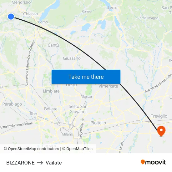 BIZZARONE to Vailate map