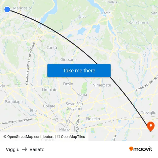Viggiù to Vailate map