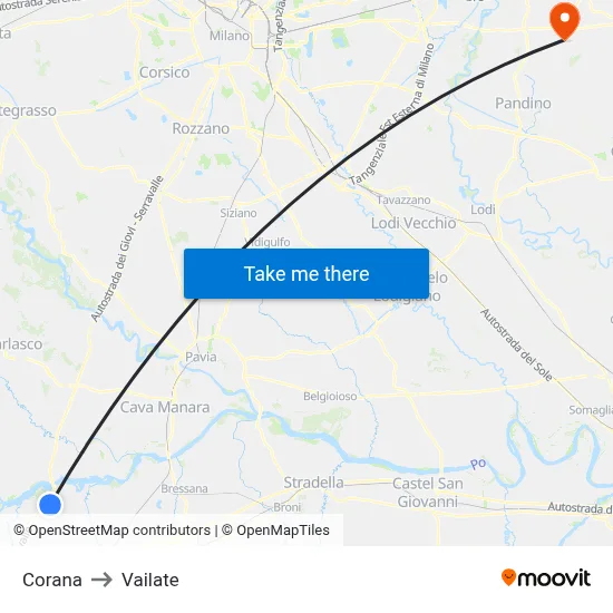 Corana to Vailate map