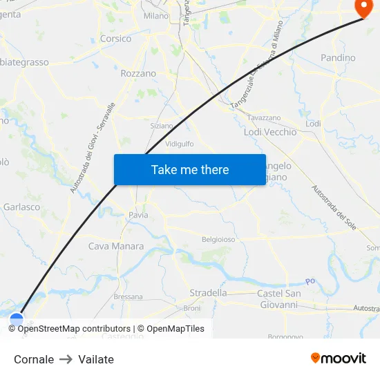 Cornale to Vailate map