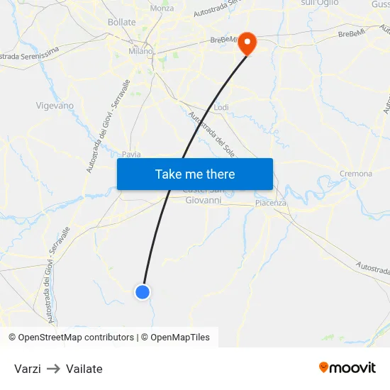 Varzi to Vailate map