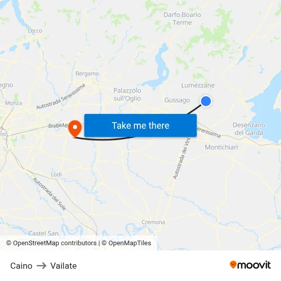 Caino to Vailate map