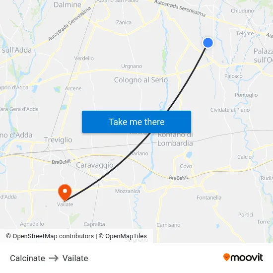 Calcinate to Vailate map