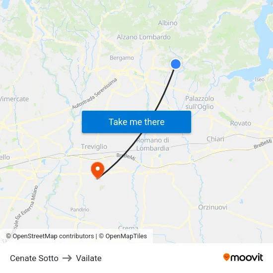 Cenate Sotto to Vailate map