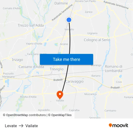 Levate to Vailate map