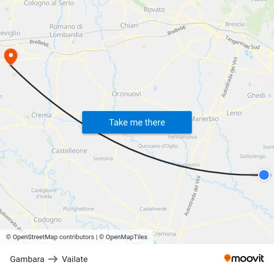 Gambara to Vailate map