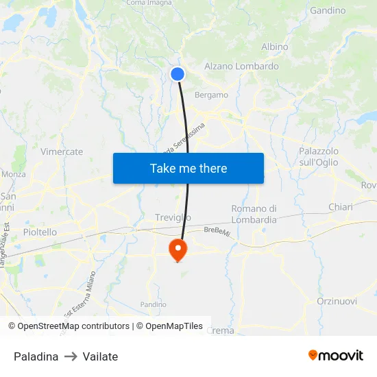 Paladina to Vailate map