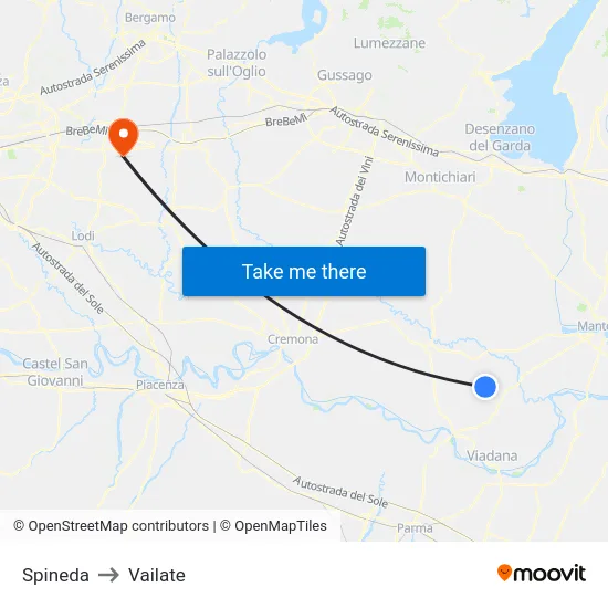 Spineda to Vailate map