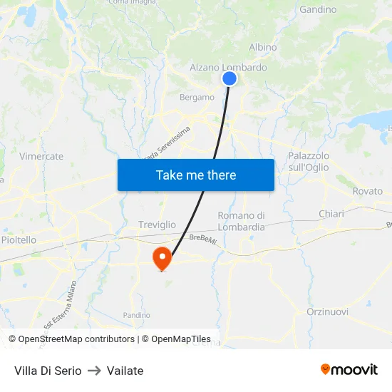 Villa di Serio to Vailate map