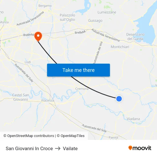 San Giovanni In Croce to Vailate map