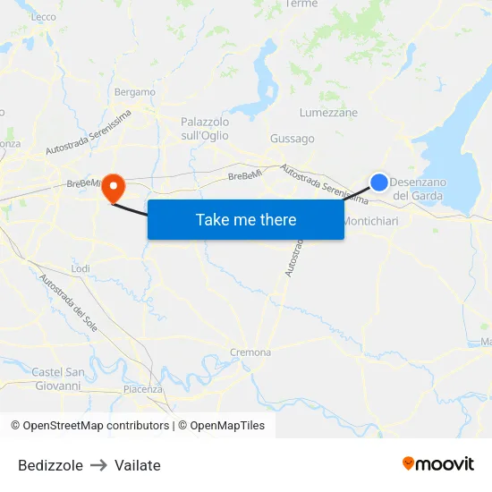 Bedizzole to Vailate map