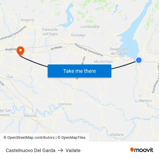Castelnuovo Del Garda to Vailate map