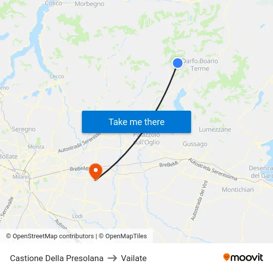 Castione Della Presolana to Vailate map