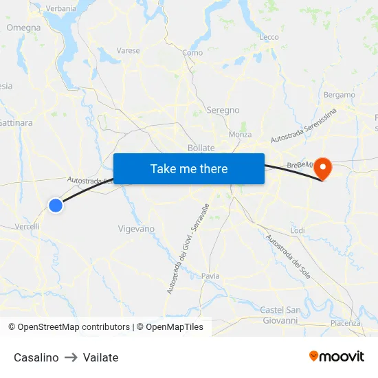 Casalino to Vailate map