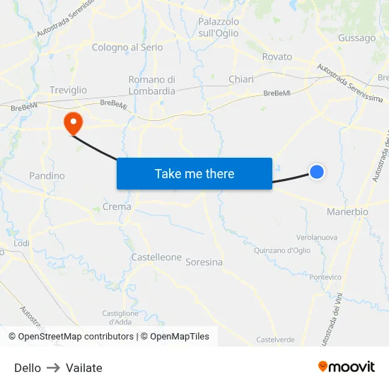 Dello to Vailate map