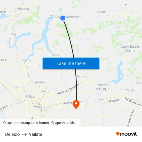 Delebio to Vailate map
