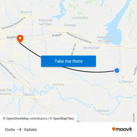 Goito to Vailate map