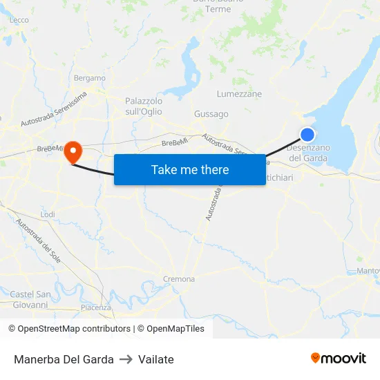 Manerba Del Garda to Vailate map