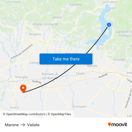 Marone to Vailate map