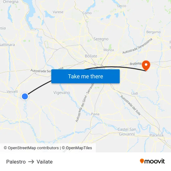 Palestro to Vailate map