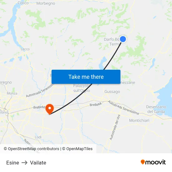 Esine to Vailate map