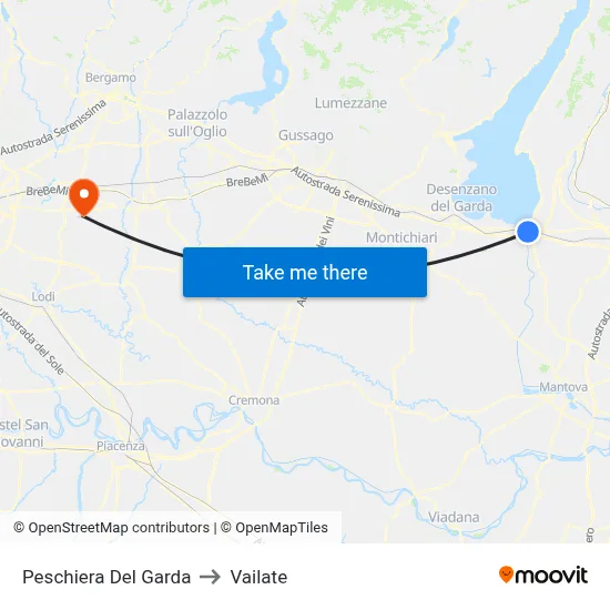 Peschiera Del Garda to Vailate map