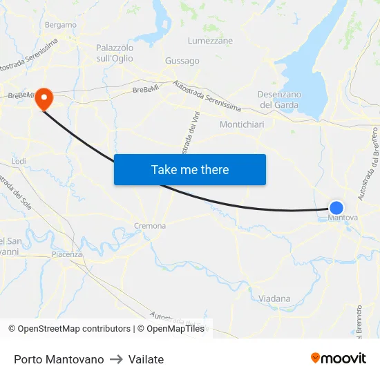 Porto Mantovano to Vailate map
