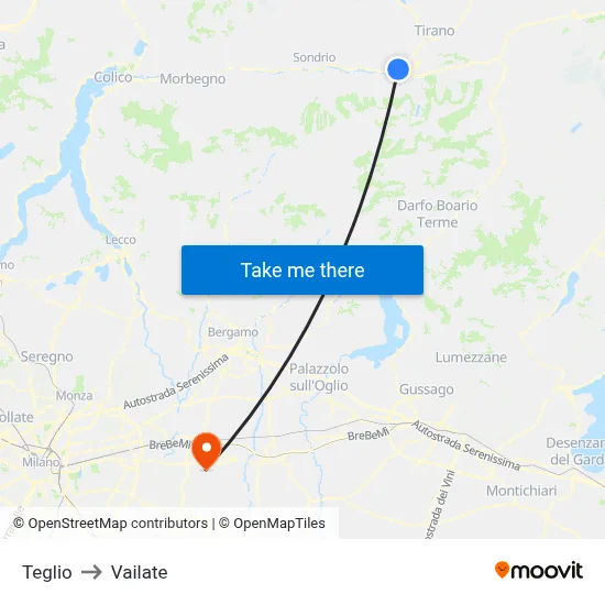 Teglio to Vailate map