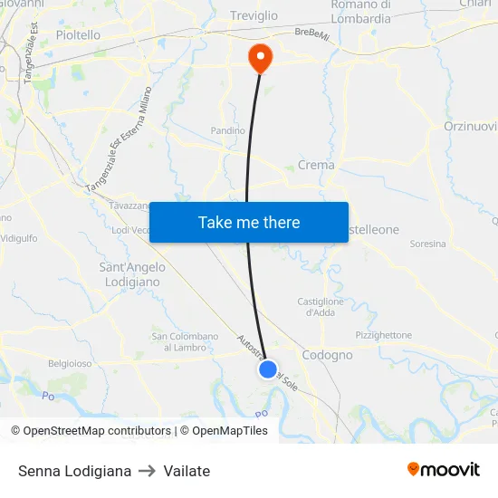 Senna Lodigiana to Vailate map