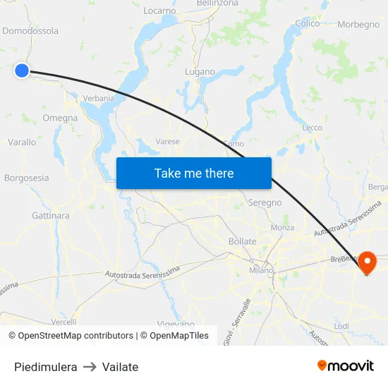 Piedimulera to Vailate map