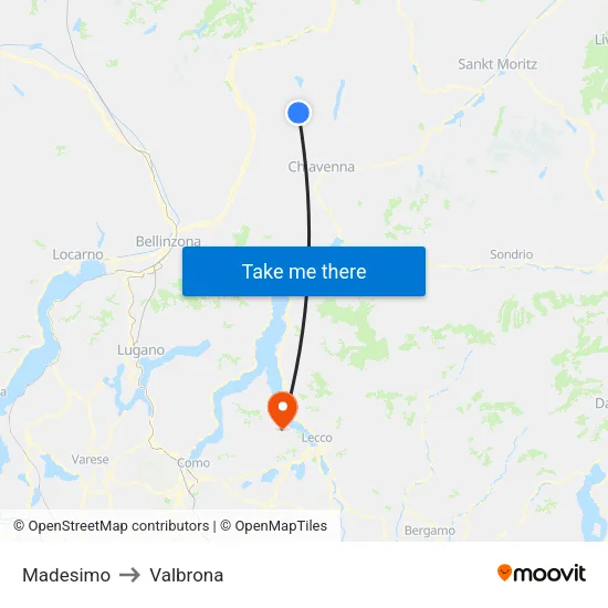 Madesimo to Valbrona map