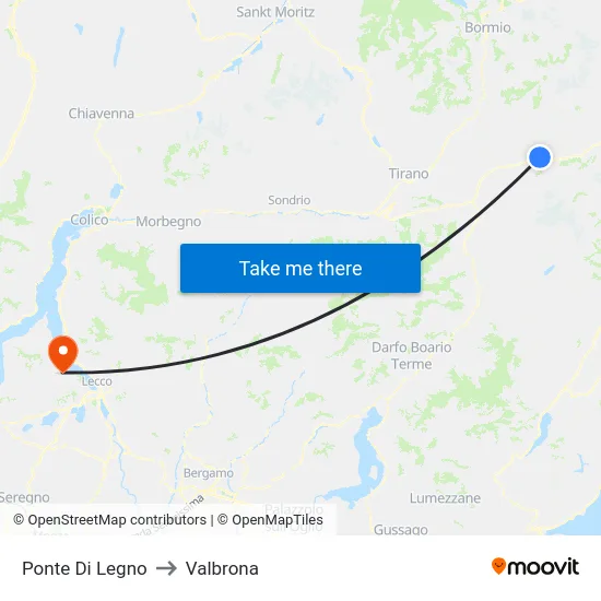 Ponte Di Legno to Valbrona map