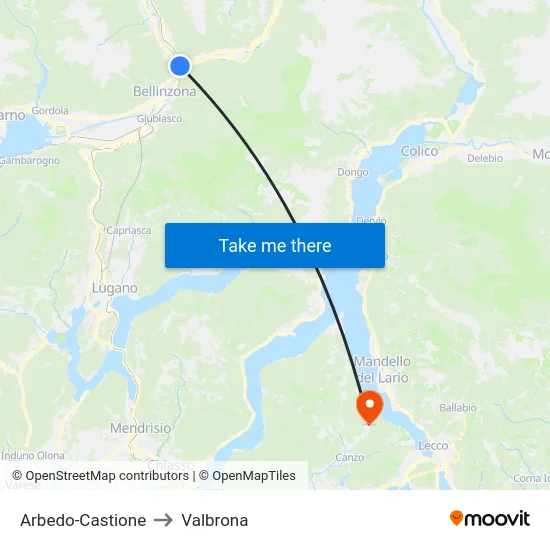 Arbedo-Castione to Valbrona map