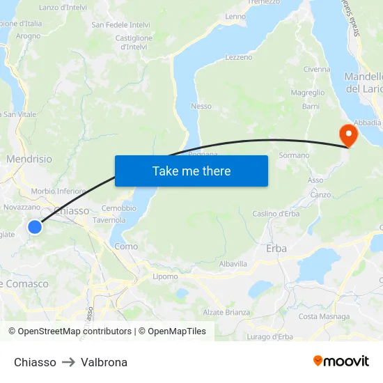 Chiasso to Valbrona map