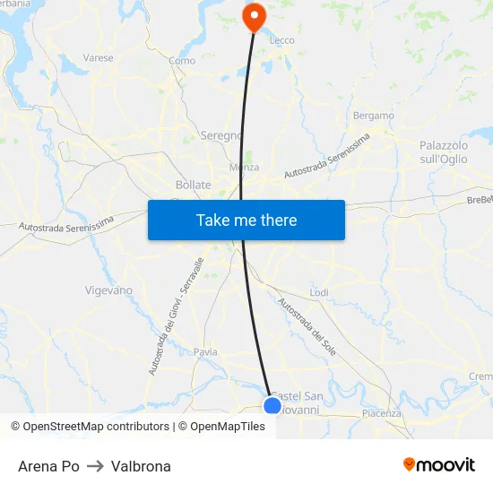 Arena Po to Valbrona map